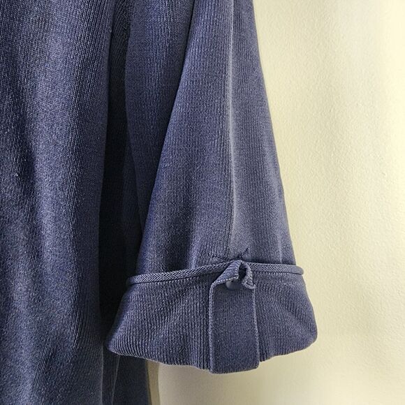 Coldwater Creek Women's Cardigan Medium 10-12 Elbow Tab Sleeve Blue Silk Cotton - Picture 6 of 9
